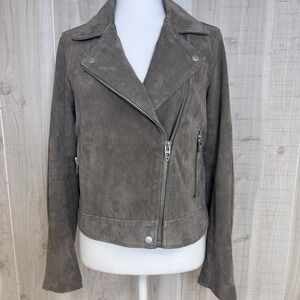 Blank NYC  Beige/Tan Suede Leather Moto Jacket Zip Biker  Size Small Retail $198